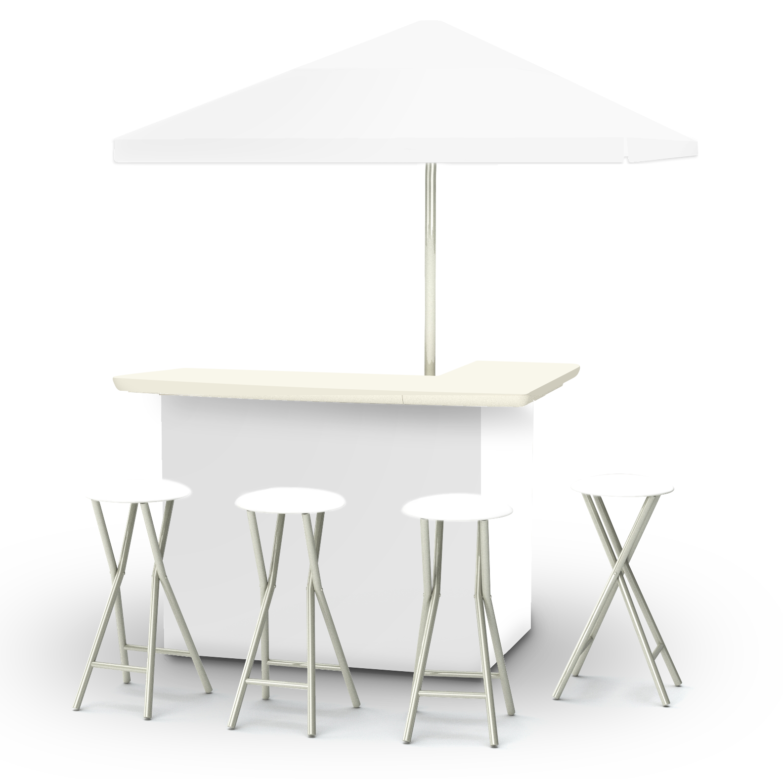 5' Tiki Bar White with Umbrella & 4 Stools